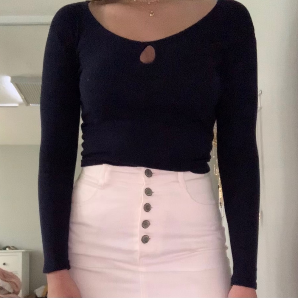 Forever 21 keyhole navy long sleeve